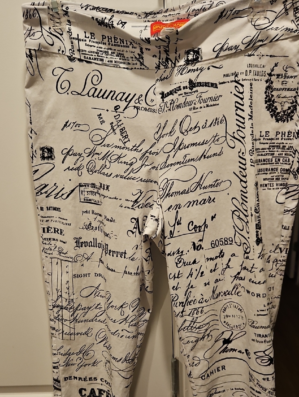 Script Print White Leggings